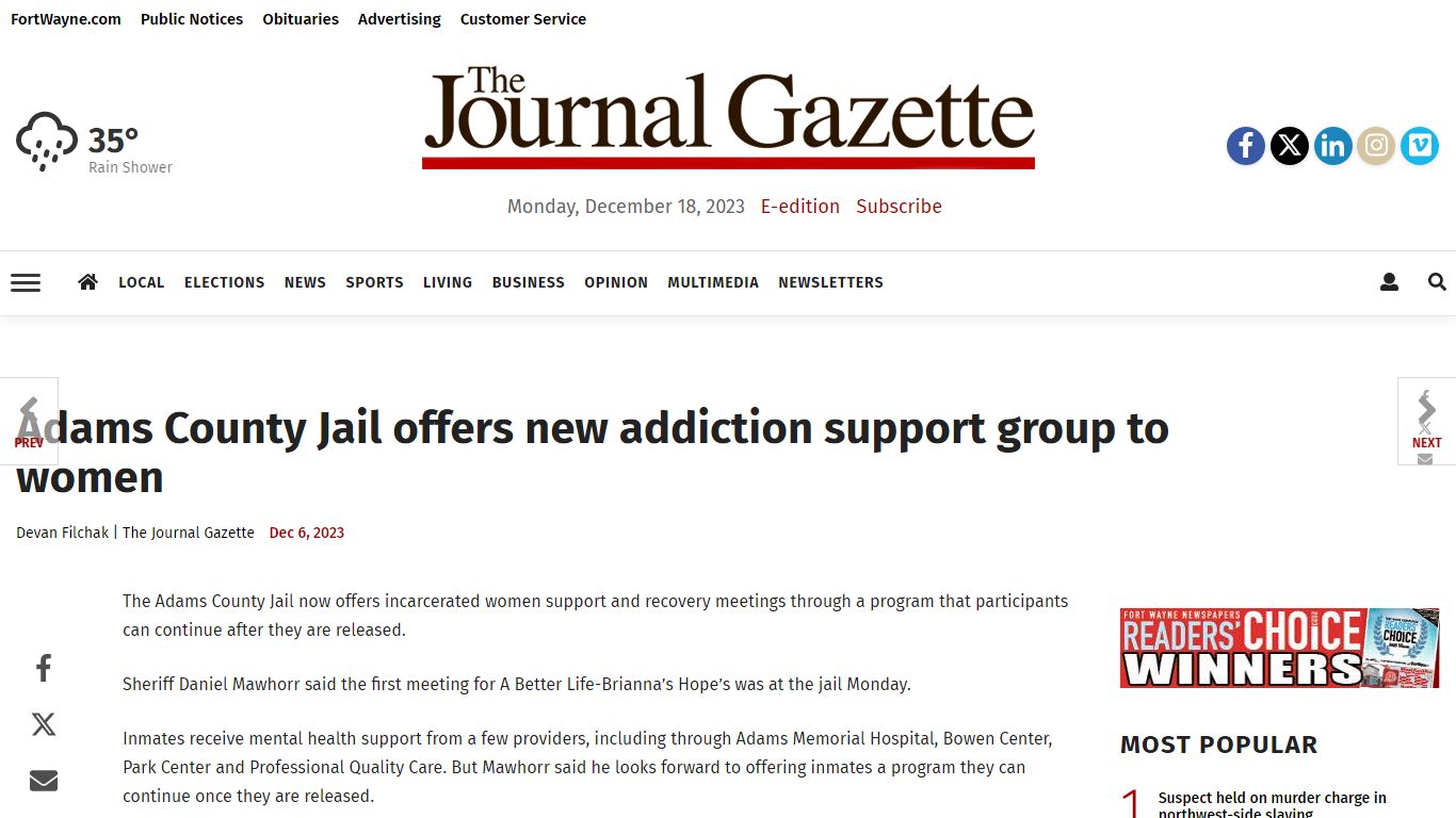 Adams County Jail offers new addiction support group to women